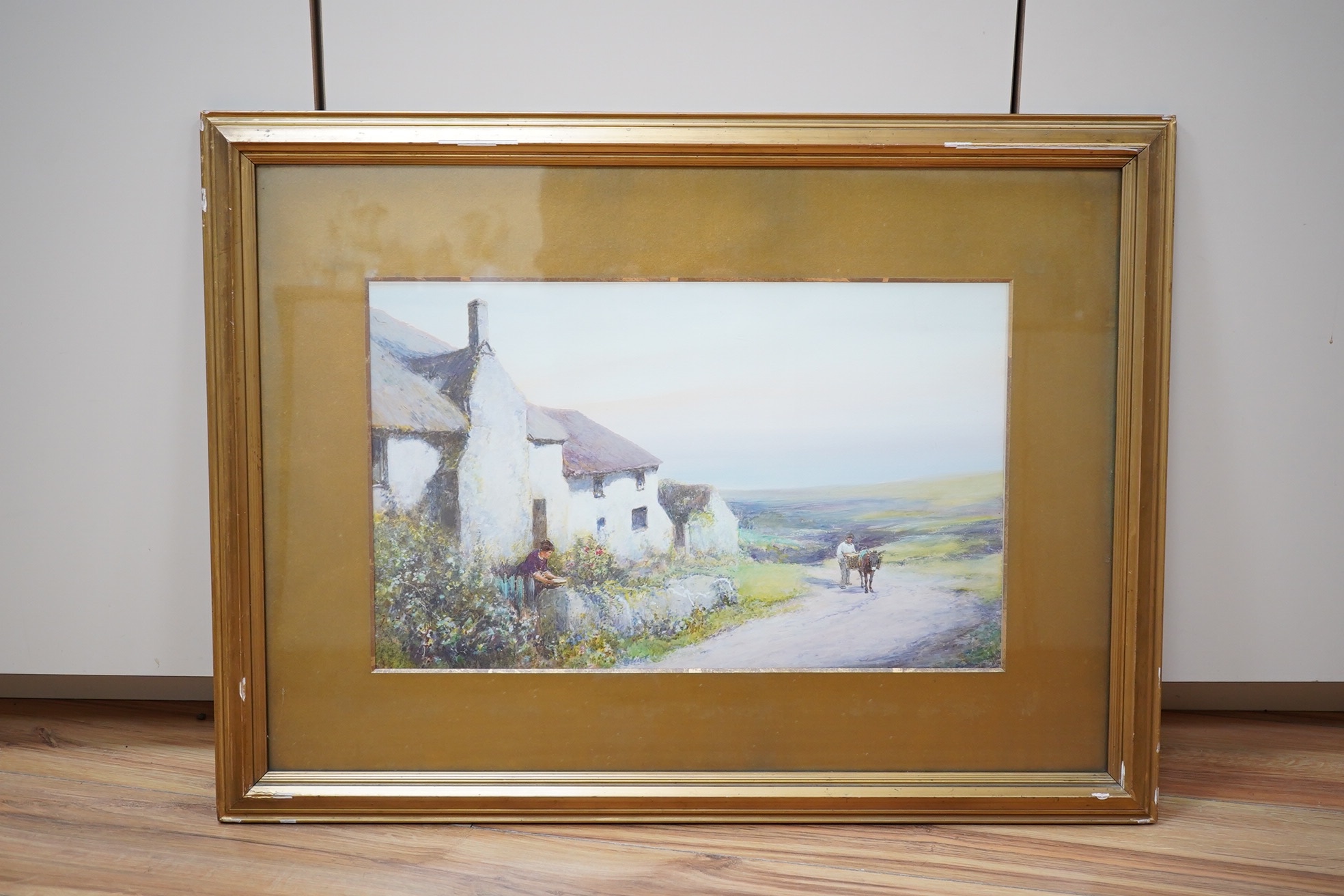 19th century English school, watercolour ‘From Seaside Farm, Branscombe’, unsigned, 28 x46cm. Condition - fair